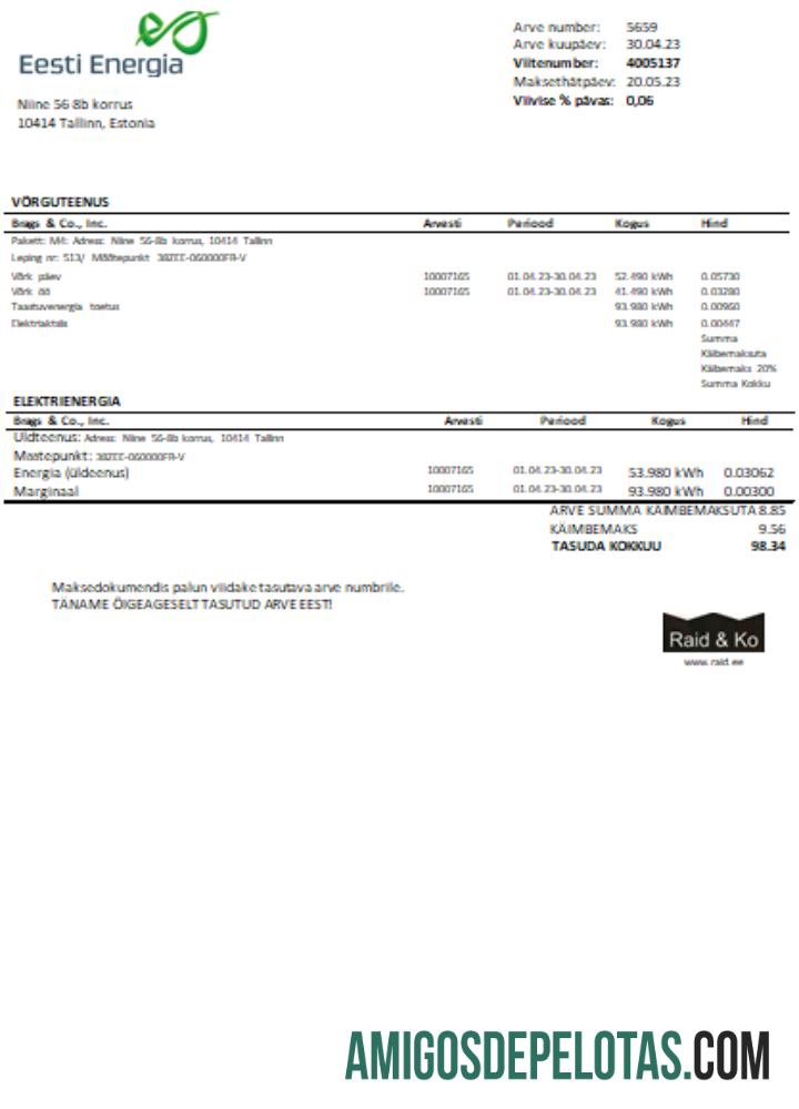 Projeto de Lei do Negócio de Utilidade de Eletricidade da Eesti Energia SCR baixar para verificação